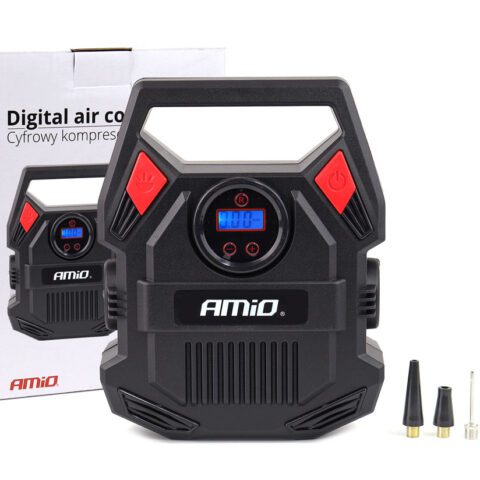 Amio - ΚΟΜΠΡΕΣΕΡ ΑΕΡΑ 12V 10bar/150psi ΜΕ 3 ΑΝΤΑΠΤΟΡΕΣ ΚΑΙ ΨΗΦΙΑΚΗ ΕΝΔΕΙΞΗ ACOMP-17 AMIO - 1 τεμ. (02642/AM)