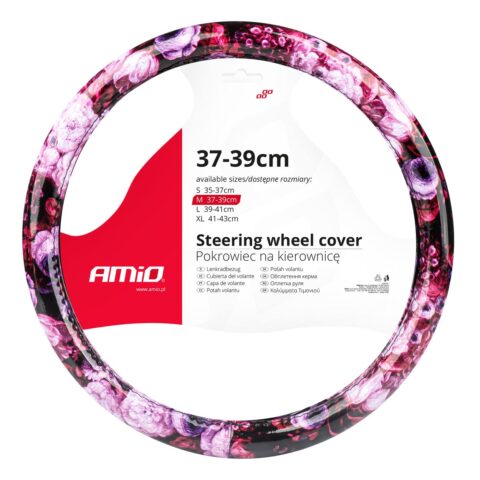 Amio - ΚΑΛΥΜΜΑ ΤΙΜΟΝΙΟΥ SWC-47 Μ 37-39cm ΜΑΥΡΟ/ΡΟΖ ΜΕ ΣΧΕΔΙΟ ΛΟΥΛΟΥΔΙΑ - 1 ΤΕΜ. (02988/AM)