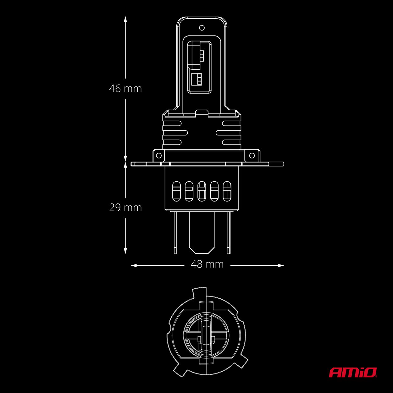 AMiO - Λάμπες LED F26 Pro Series H4/H19 12/24V 68W 2900-3550lm 6.000K Full Can-Bus Plug&Play - 2 Τεμ. (04871/AM) - Image 5