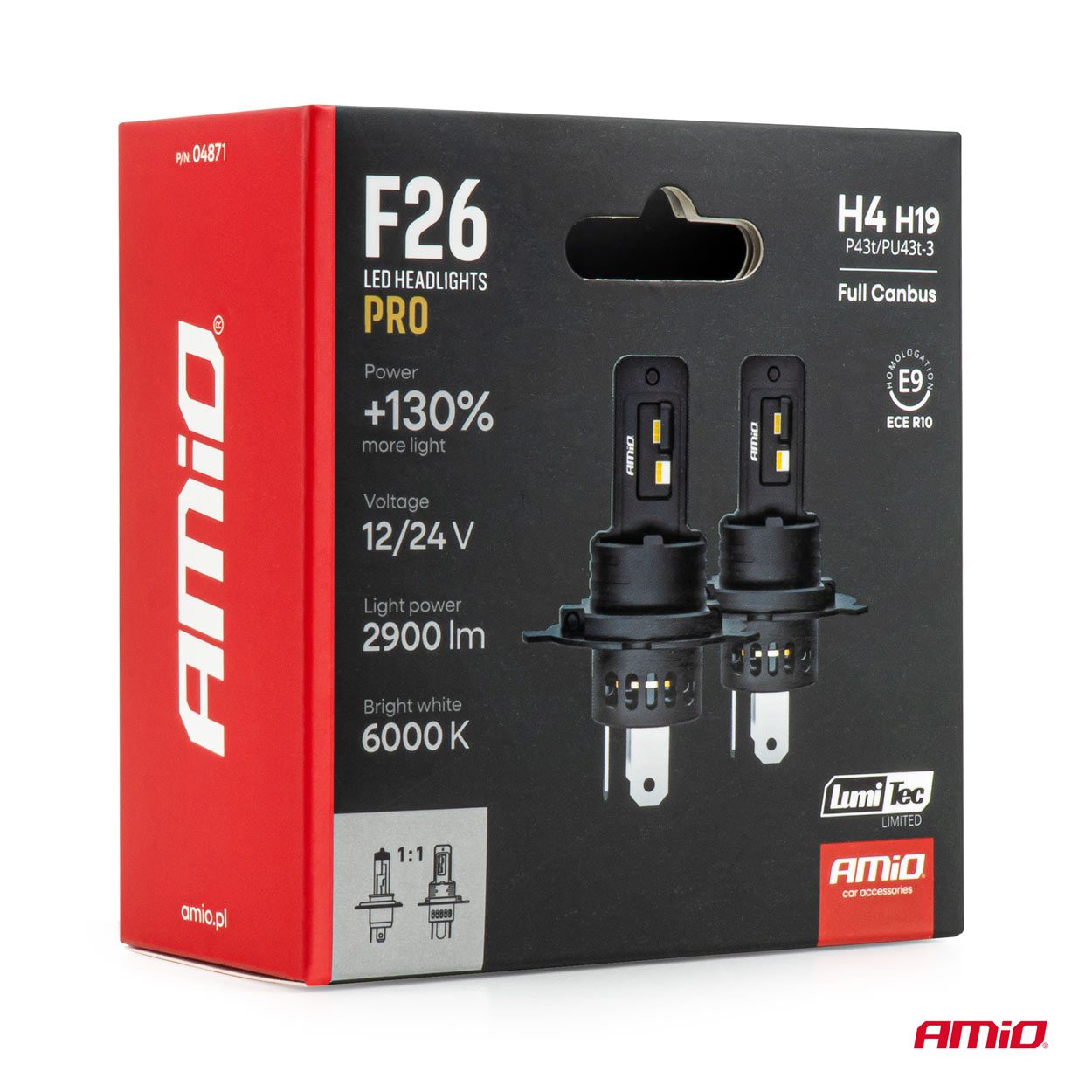 AMiO - Λάμπες LED F26 Pro Series H4/H19 12/24V 68W 2900-3550lm 6.000K Full Can-Bus Plug&Play - 2 Τεμ. (04871/AM) - Image 7