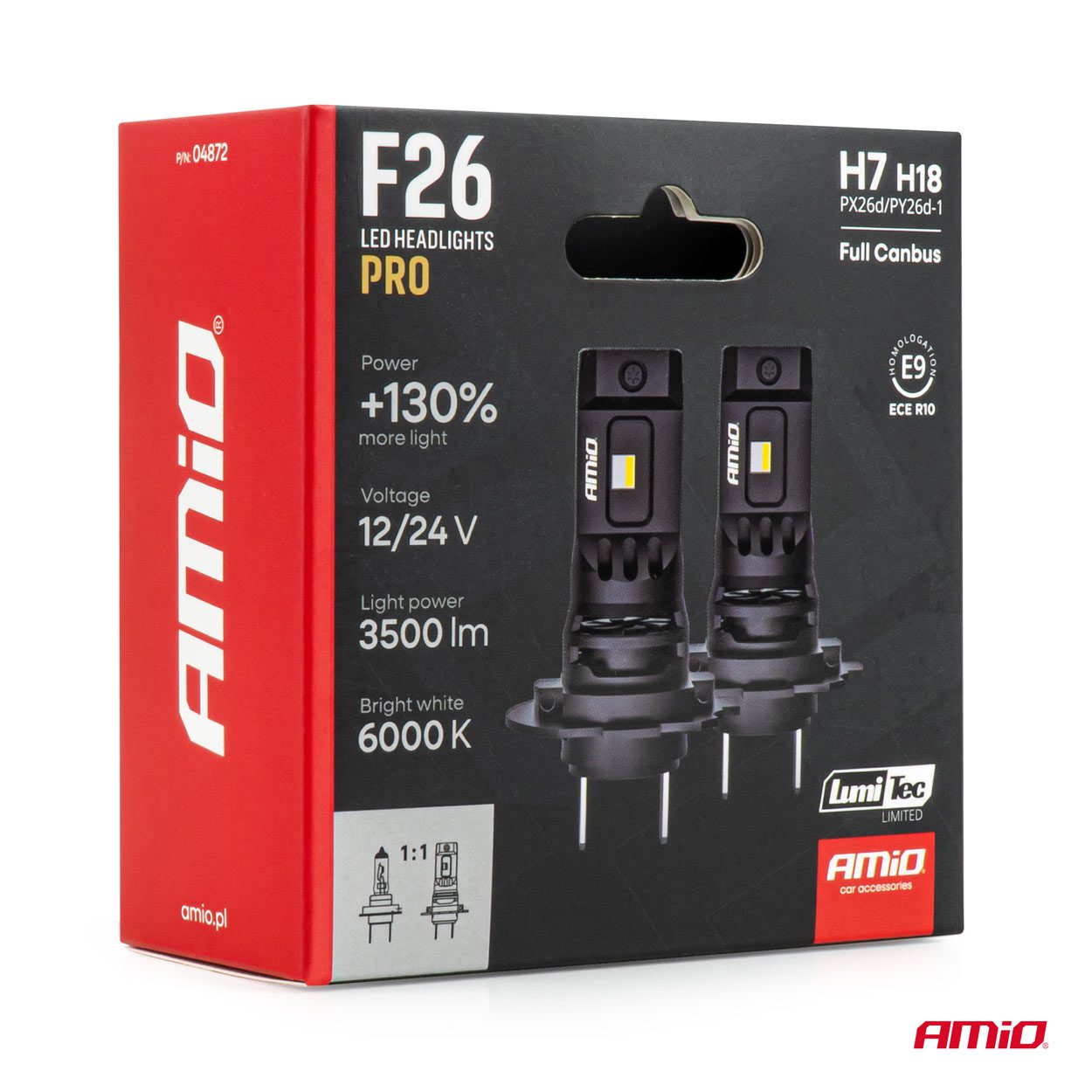 AMiO - Λάμπες LED F26 Pro Series H7/H18 12/24V 68W 2900-3550lm 6.000K Full Can-Bus Plug&Play - 2 Τεμ. (04872/AM) - Image 7