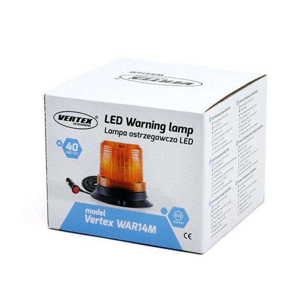 Amio – Φάρος Προειδοποίησης WAR14M LED 12/24V Amber 60LED Μαγνητικός ή Βιδωτός με Φις Αναπτήρα & Καλώδιο 4m 147x122mm για Αυτοκίνητο & Φορτηγό – 1 Τεμ. (01503/AM) - Image 2