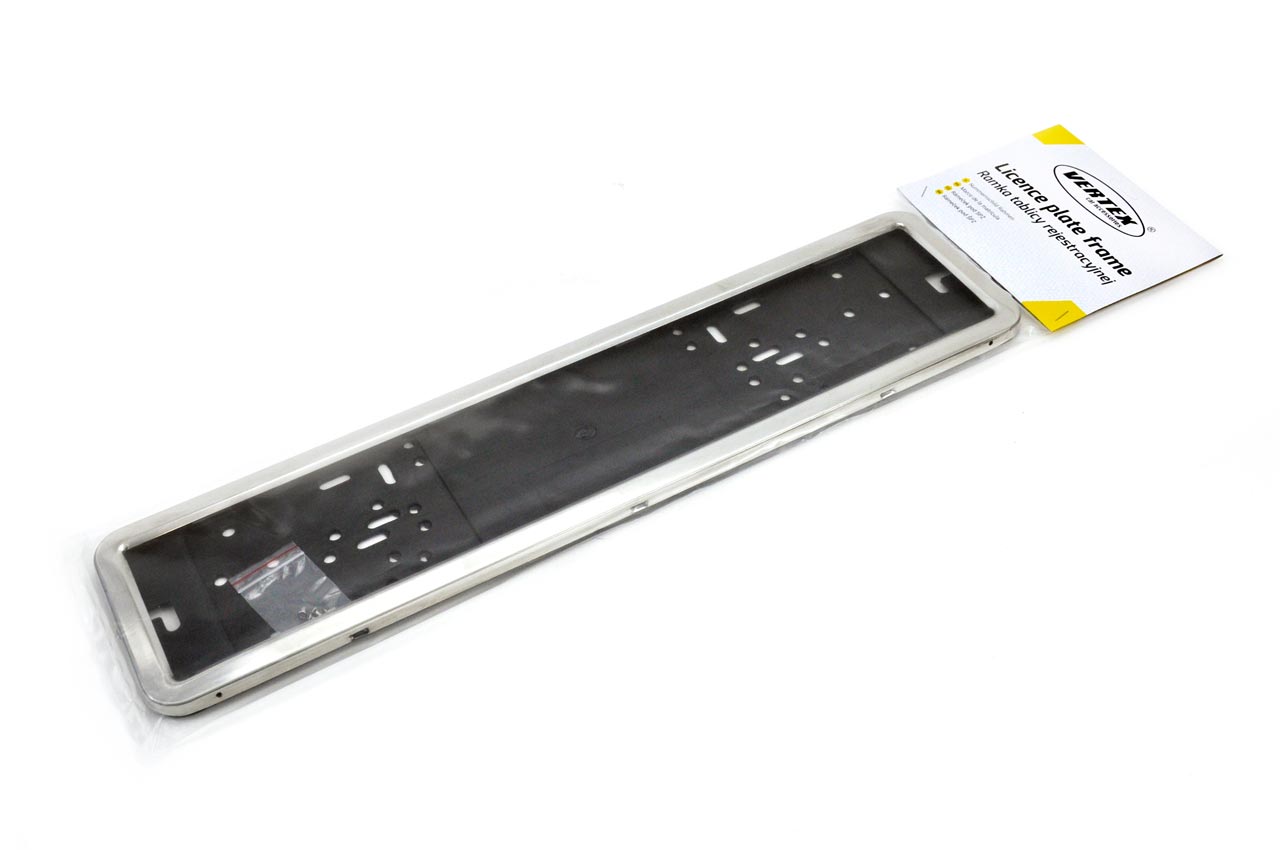 Amio - Πλαστικό Πλαίσιο Πινακίδας Κυκλοφορίας Inox Silver Εφέ Κουμπωτό με Τελάρο 53 x 12 cm για Εμπρός και Πίσω Πινακίδα Αυτοκινήτου - 1 τεμ. (01300/AM) - Image 3