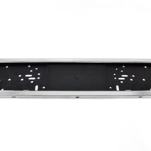 Amio - Πλαστικό Πλαίσιο Πινακίδας Κυκλοφορίας Inox Silver Εφέ Κουμπωτό με Τελάρο 53 x 12 cm για Εμπρός και Πίσω Πινακίδα Αυτοκινήτου - 1 τεμ. (01300/AM)