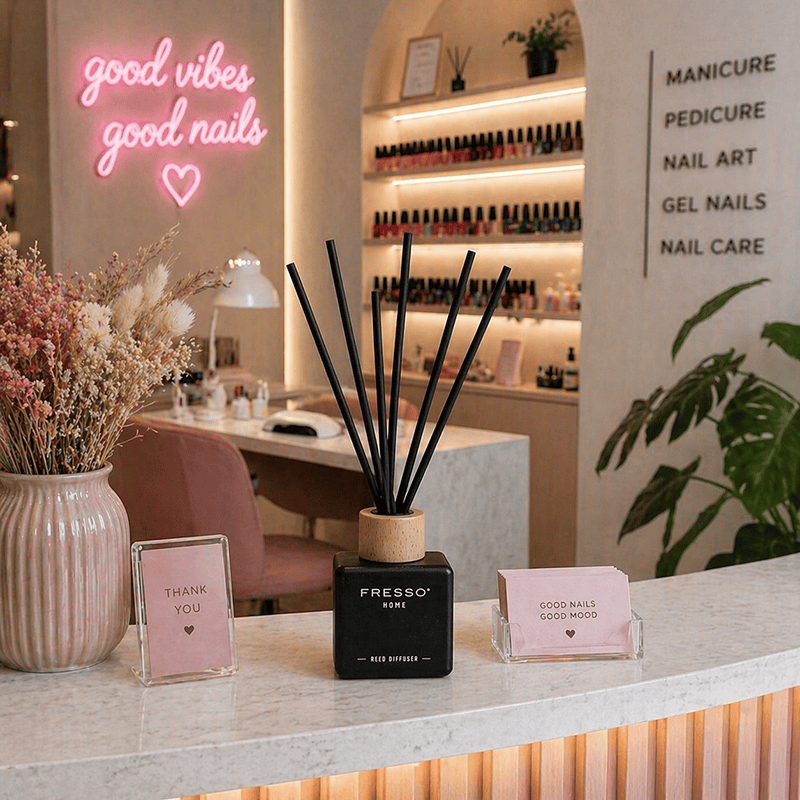 Fresso - Αρωματικό Χώρου με Στικ Amora 100 ml Premium Home Reed Diffuser με FlowScent, Μαύρο Γυάλινο Μπουκάλι και Μαύρα Στικ από Fiberglass - 1 Τεμ. (390013/FRE) - Image 11