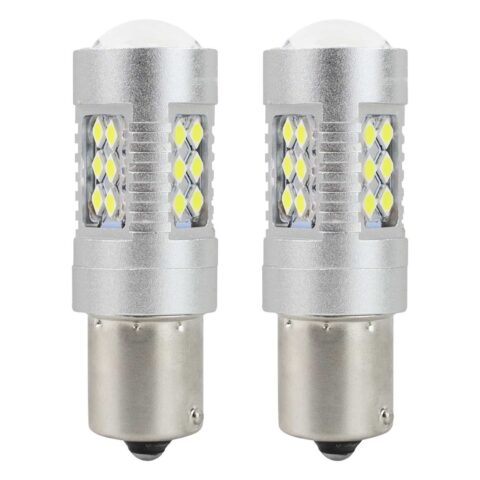 Amio – LED CANBUS P21W BA15s 12/24V 24xSMD 3030 Λευκό Διάθλασης Μονοπολικό για Φώτα Αυτοκινήτου & Φορτηγού – 2 Τεμ. (01445/AM)