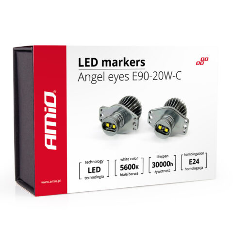 Amio – LED Λαμπάκια Angel Eyes 20W 340lm 5600K CANBUS για BMW Σειρά 3 E90 Sedan / E91 Station Wagon 2005-2008 για Καθαρό Λευκό Φως & Χωρίς Σφάλματα – Σετ 2 Τεμ. (01541/AM)