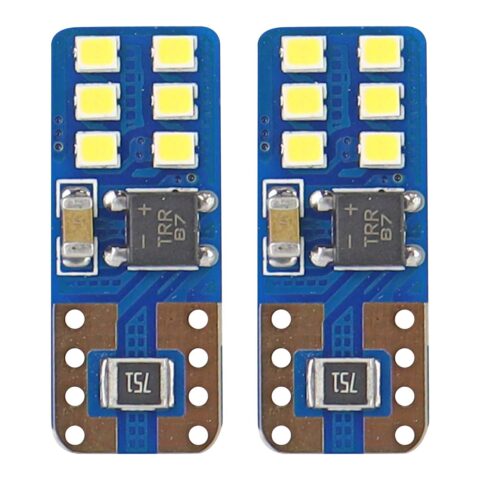 Amio – Λαμπάκια LED T10 W5W 12/24V 2W 5600K 12xSMD 2016 CANBUS Καρφωτά για Ισχυρό Λευκό Φωτισμό χωρίς Σφάλματα – Σετ 2 Τεμ. (01638/AM)