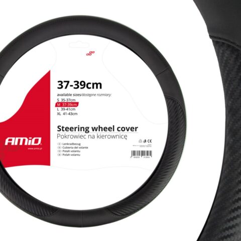 Amio - Κάλυμμα Τιμονιού 37-39cm SWC-17 Μαύρο/Carbon - Άνεση Οδήγησης & Βελτιωμένος Έλεγχος - 1 Τεμ (01694/AM)