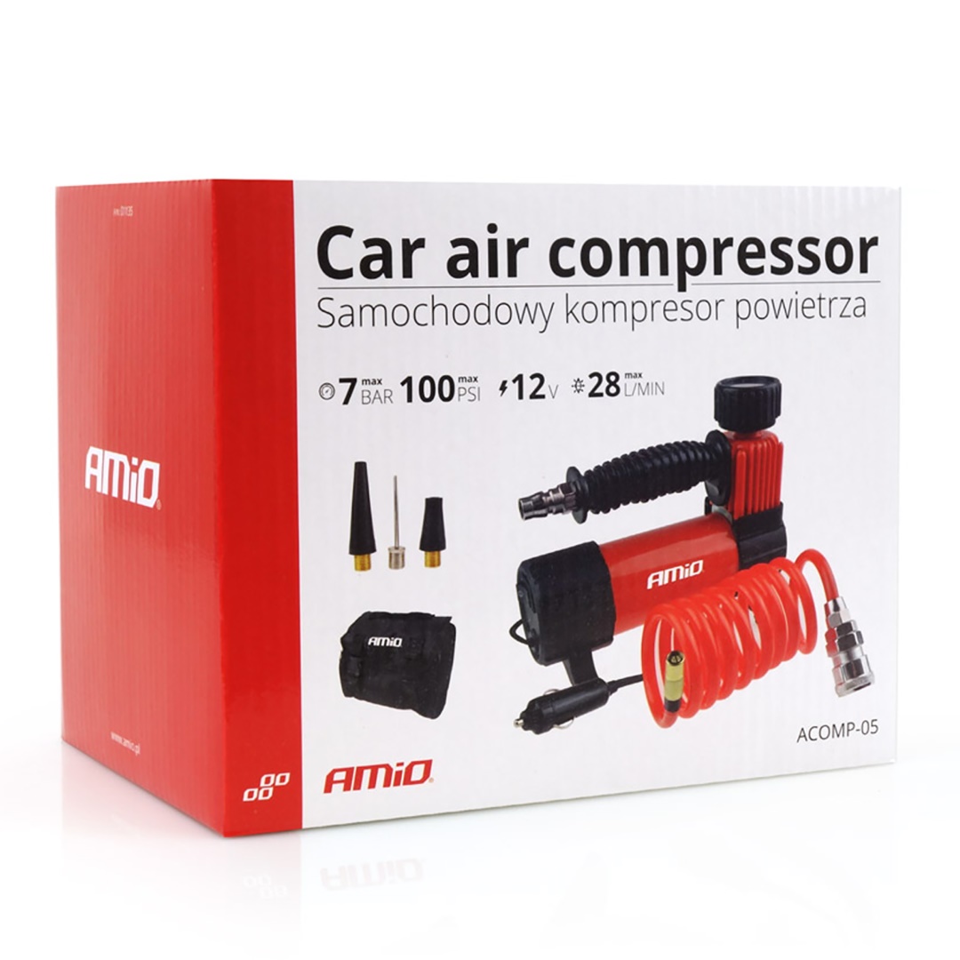 AMiO – Κομπρεσέρ αέρα ελαστικών αυτοκινήτου 12V 100psi 7bar 28l/min, φουσκώστε τα ελαστικά σας με απόλυτη ταχύτητα και ασφάλεια σε κάθε ανάγκη στον δρόμο – 1 Τεμ. (02179/AM) - Image 5