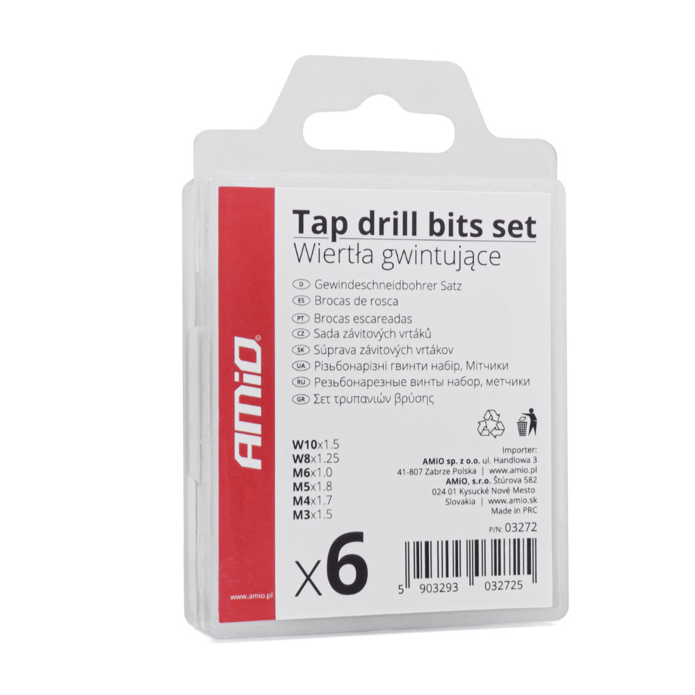 Amio - ΤΡΥΠΑΝΙΑ ΣΕΤ ΜΕ ΣΠΕΙΡΩΜΑ M3>M10 ΕΞΑΓΩΝΑ 1/4' (6,35 mm) - 6 TEM. (03272/AM) - Image 4