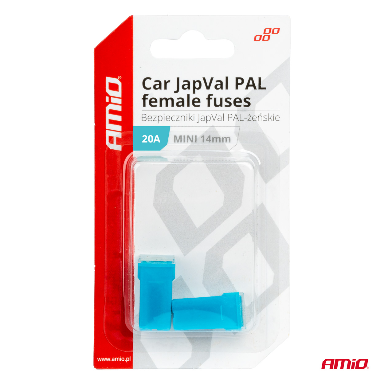 Amio - ΑΣΦΑΛΕΙΕΣ JapVal PAL ΜΙΝΙ 14mm ΘΗΛΥΚΕΣ 20A ΣΕ ΓΑΛΑΖΙΟ ΧΡΩΜΑ - 2 Τεμ. (03435/AM) - Image 3