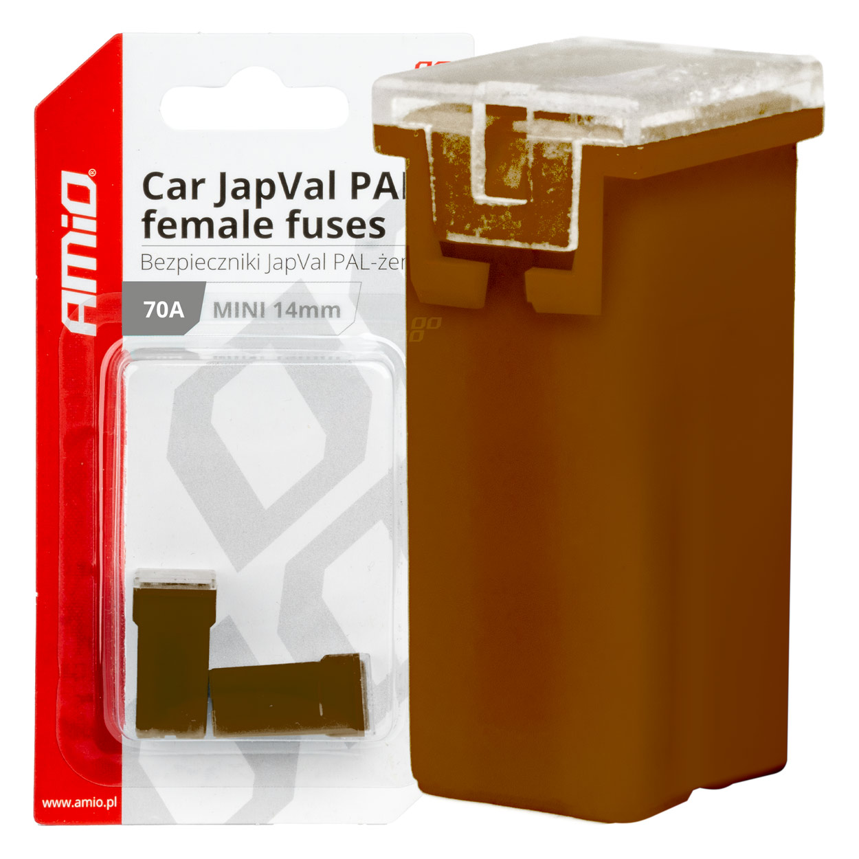 Amio - ΑΣΦΑΛΕΙΕΣ JapVal PAL ΜΙΝΙ 14mm ΘΗΛΥΚΕΣ 70A ΣΕ ΚΑΦΕ ΧΡΩΜΑ - 2 Τεμ. (03441/AM)