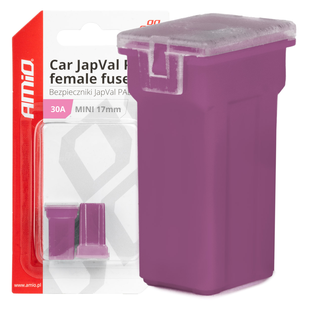 Amio - ΑΣΦΑΛΕΙΕΣ JapVal PAL ΜΙΝΙ 17mm ΘΗΛΥΚΕΣ 30A ΣΕ ΜΩΒ ΧΡΩΜΑ - 2 Τεμ. (03444/AM)