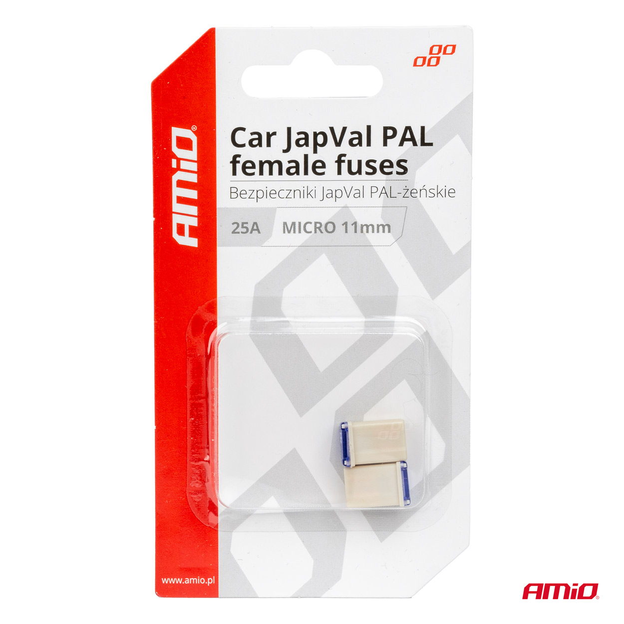 Amio - ΑΣΦΑΛΕΙΕΣ JapVal PAL ΜICRO 11mm ΘΗΛΥΚΕΣ 25A ΣΕ ΛΕΥΚΟ ΧΡΩΜΑ - 2 Τεμ. (03459/AM) - Image 3