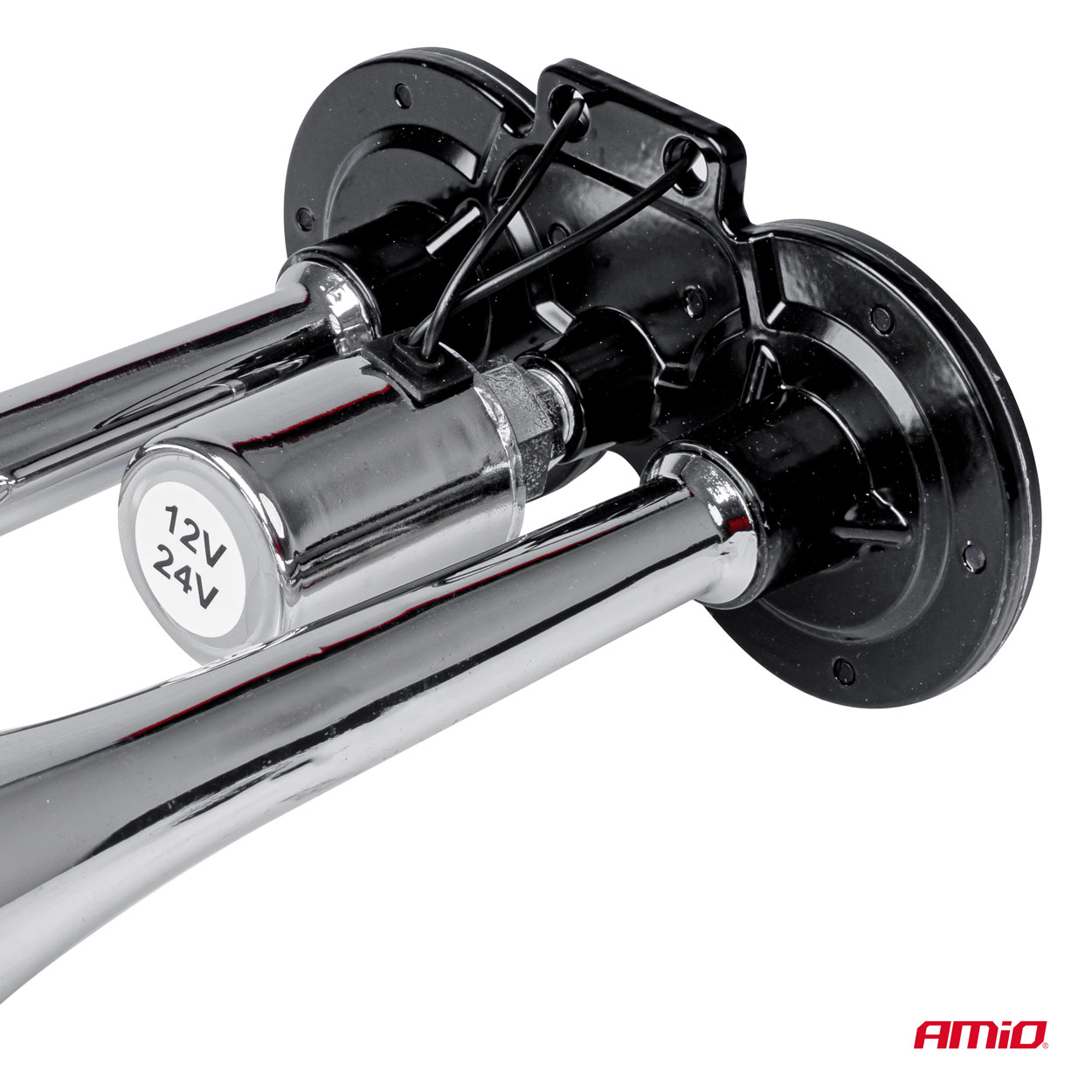 Amio - ΚΟΡΝΑ ΠΝΕΥΜΑΤΙΚΗ 12/24V 118db ΔΙΠΛΗ 2 ΤΟΝΩΝ ΧΡΩΜΙΟ - 1 ΤΕΜ. (03617/AM) - Image 2