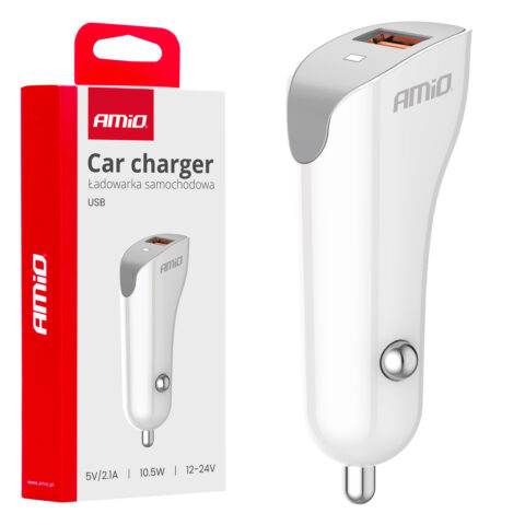 Amio - ΦΟΡΤΙΣΤΗΣ ΑΝΑΠΤΗΡΑ 12/24V ΜΕ 1 ΘΥΡΑ USB 10.5W 5V/2.1A ΛΕΥΚΟΣ - 1 Τεμ. (03873/AM)
