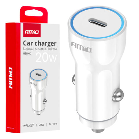 Amio - ΦΟΡΤΙΣΤΗΣ ΑΝΑΠΤΗΡΑ 12/24V ΜΕ 1 ΘΥΡΑ USB-C 20W 5V/3AQC ΤΑΧΕΙΑΣ ΦΟΡΤΙΣΗΣ ΛΕΥΚΟΣ - 1 Τεμ. (03880/AM)