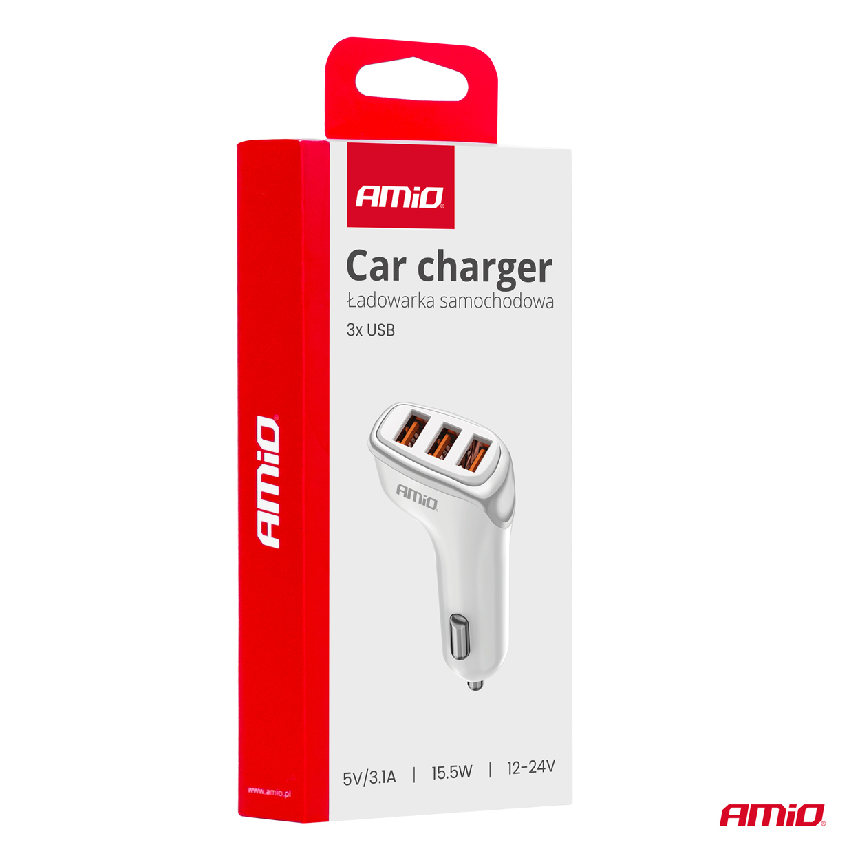 Amio - ΦΟΡΤΙΣΤΗΣ ΑΝΑΠΤΗΡΑ 12/24V ΜΕ 3 ΘΥΡΕΣ 3xUSB 15.5W 5V/3.1A ΛΕΥΚΟΣ - 1 Τεμ. (03885/AM) - Image 5
