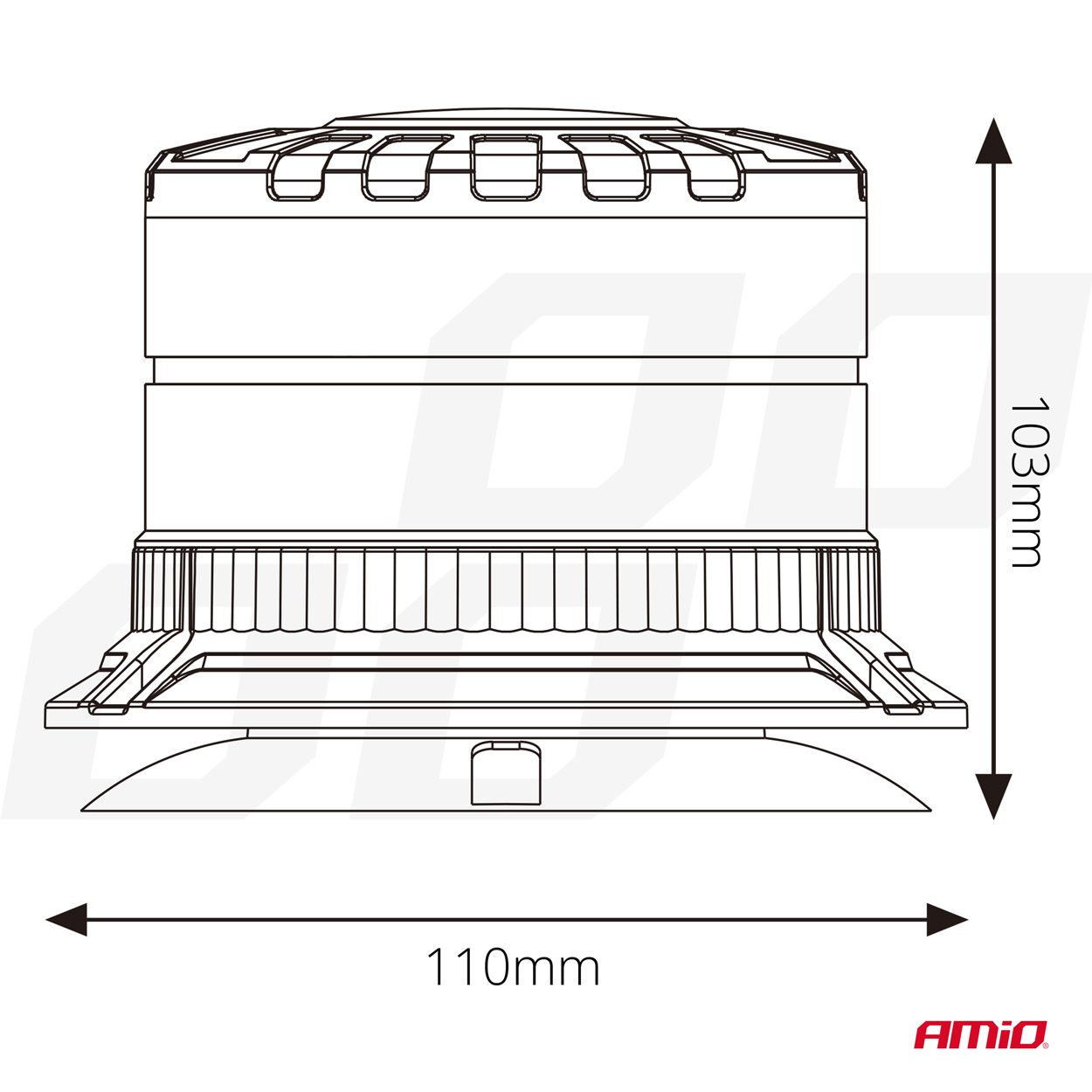 Amio - ΦΑΡΟΣ HEAVY DUTY W29M 12/24V ΠΟΡΤΟΚΑΛΙ 16LED ΜΑΓΝΗΤΙΚΟΣ/ΒΙΔΩΤΟΣ ΜΕ ΦΙΣ ΑΝΑΠΤΗΡΑ Υ103mm Φ110mm - 1 τεμ. (04110/AM) - Image 6