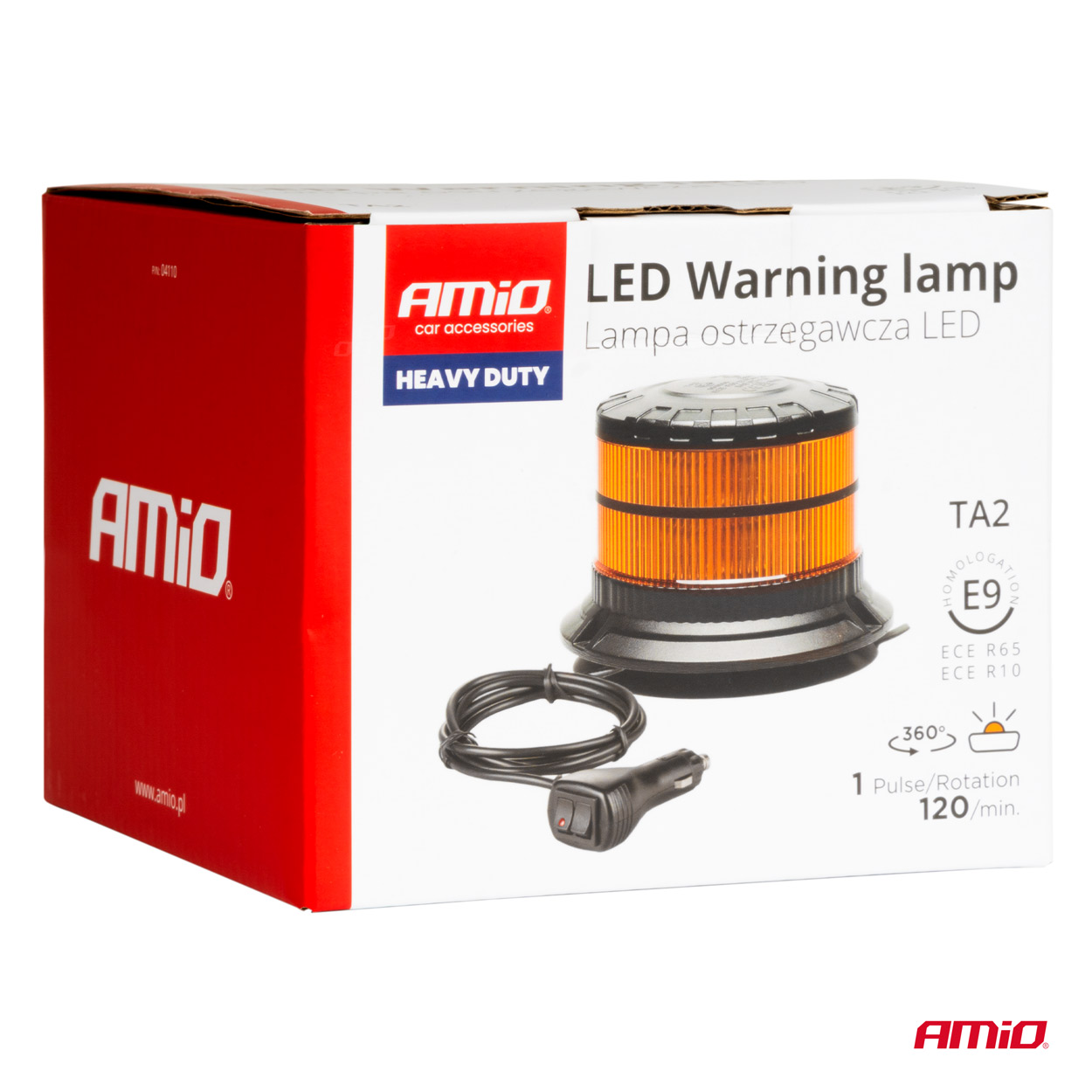 Amio - ΦΑΡΟΣ HEAVY DUTY W29M 12/24V ΠΟΡΤΟΚΑΛΙ 16LED ΜΑΓΝΗΤΙΚΟΣ/ΒΙΔΩΤΟΣ ΜΕ ΦΙΣ ΑΝΑΠΤΗΡΑ Υ103mm Φ110mm - 1 τεμ. (04110/AM) - Image 7