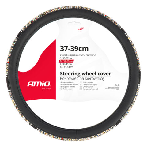 Amio - ΚΑΛΥΜΜΑ ΤΙΜΟΝΙΟΥ SWC-59 (M) 37>39cm ΜΑΥΡΟ ΜΕ ΣΧΕΔΙΟ ΠΟΛΥΧΡΩΜΗ ΨΑΘΑ - 1 ΤΕΜ. (04169/AM)