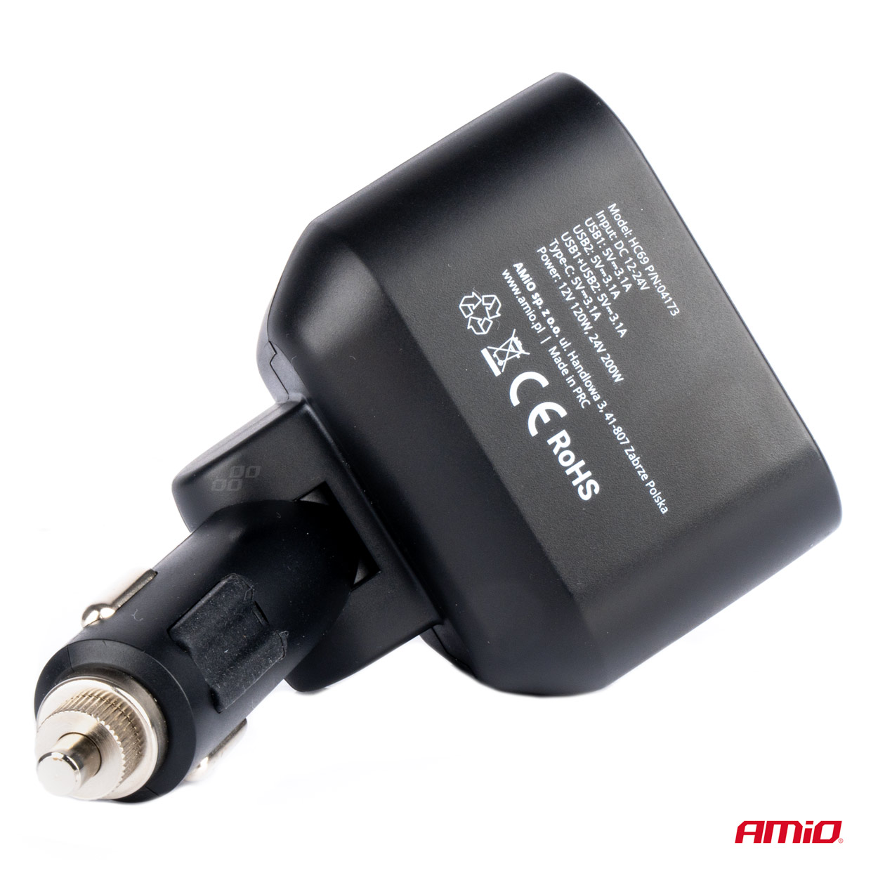 Amio - ΑΝΤΑΠΤΟΡΑΣ ΑΝΑΠΤΗΡΑ ΔΙΠΛΟΣ 12/24V ΜΕ ΒΟΛΤΟΜΕΤΡΟ ΜΕ 3 ΘΥΡΕΣ USB - 1 Τεμ. (04173/AM) - Image 4