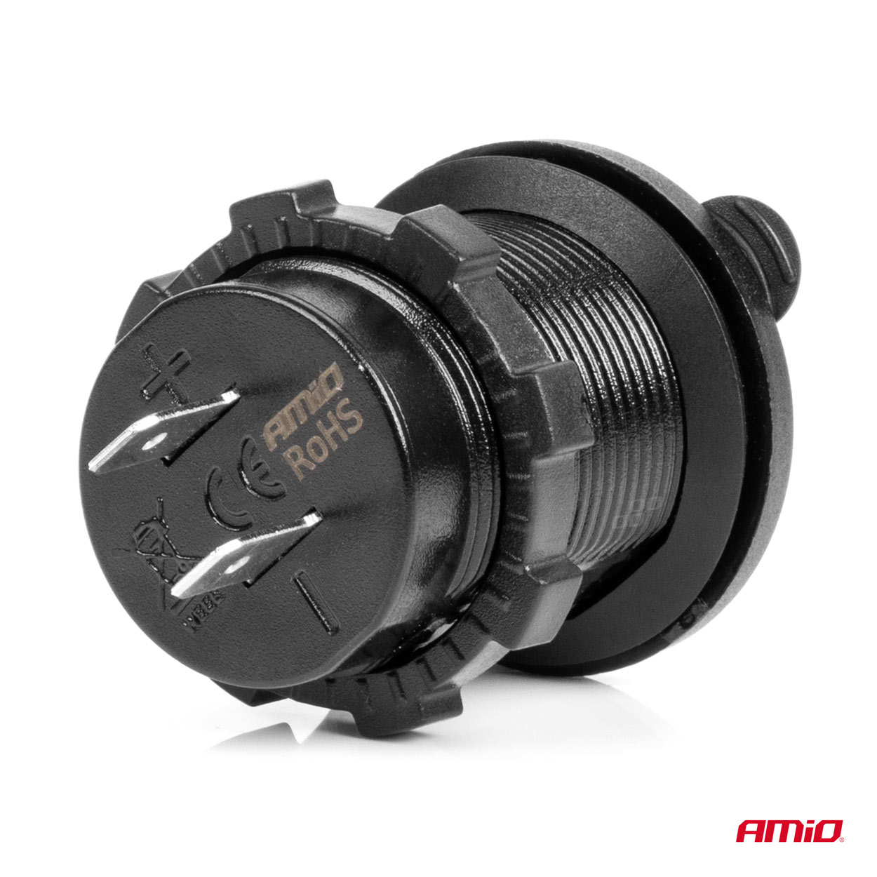 Amio - ΠΡΙΖΑ ΜΕ 2 ΘΥΡΕΣ USB ΚΑΙ ΚΑΠΑΚΙ ΜΑΥΡΗ 12/24V 3.1A ΑΔΙΑΒΡΟΧΗ ΜΕ ΜΠΛΕ LED ΦΩΣ ΕΝΔΕΙΞΗΣ - 1 ΤΕΜ. (04216/AM) - Image 2
