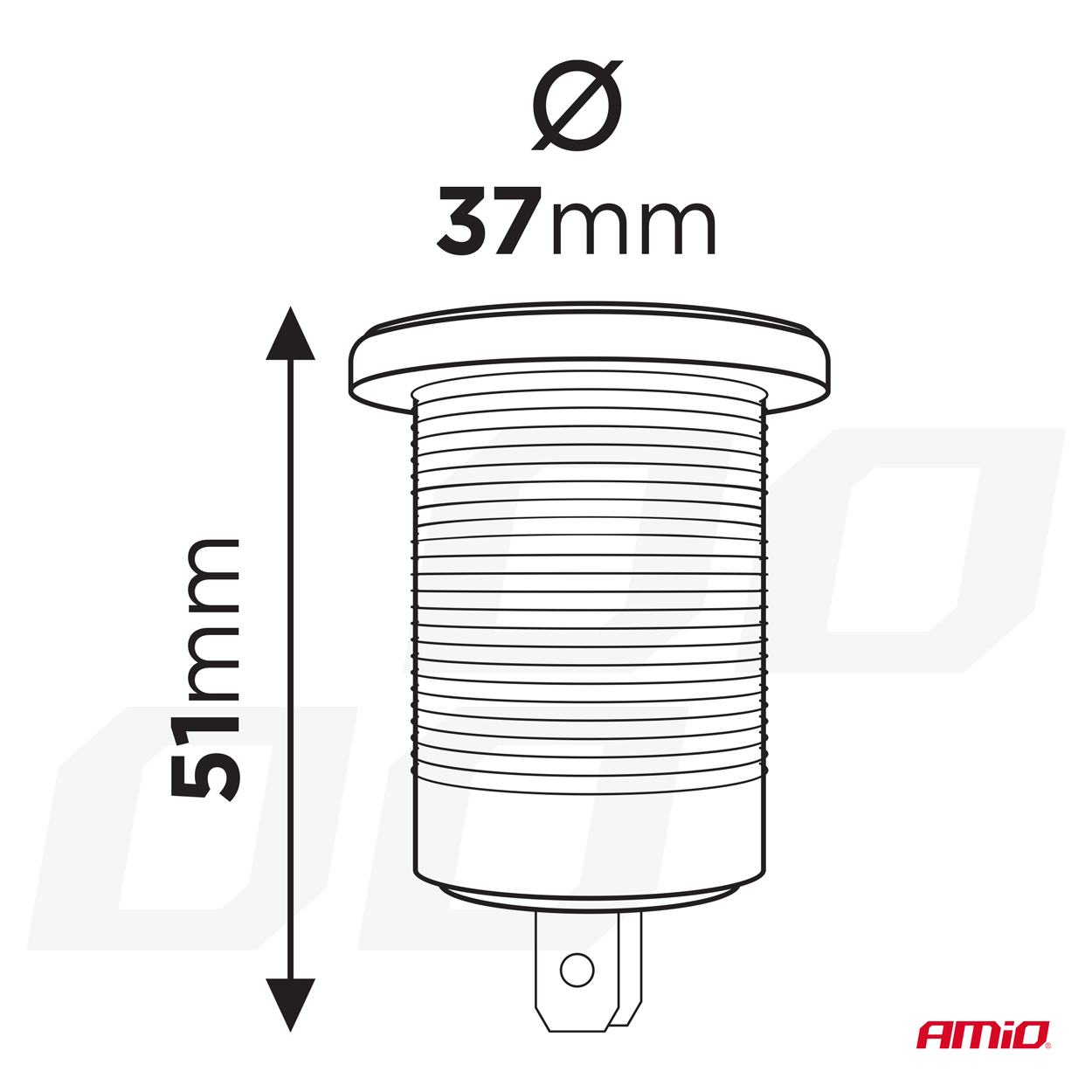 Amio - ΠΡΙΖΑ ΜΕ 2 ΘΥΡΕΣ USB ΚΑΙ ΚΑΠΑΚΙ ΜΑΥΡΗ 12/24V 3.1A ΑΔΙΑΒΡΟΧΗ ΜΕ ΜΠΛΕ LED ΦΩΣ ΕΝΔΕΙΞΗΣ - 1 ΤΕΜ. (04216/AM) - Image 4