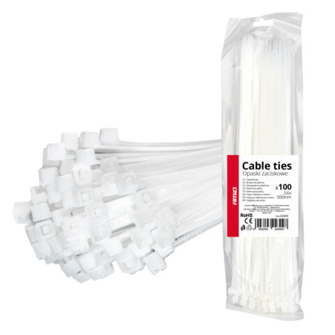 Amio - ΔΕΜΑΤΙΚΑ/ΔΕΤΙΚΑ ΚΑΛΩΔΙΩΝ TIE WRAP (ΤΑΙΡΑΠ) 3.6 x 300mm (ΛΕΥΚΟ) - 100 ΤΕΜ. (04309/AM)