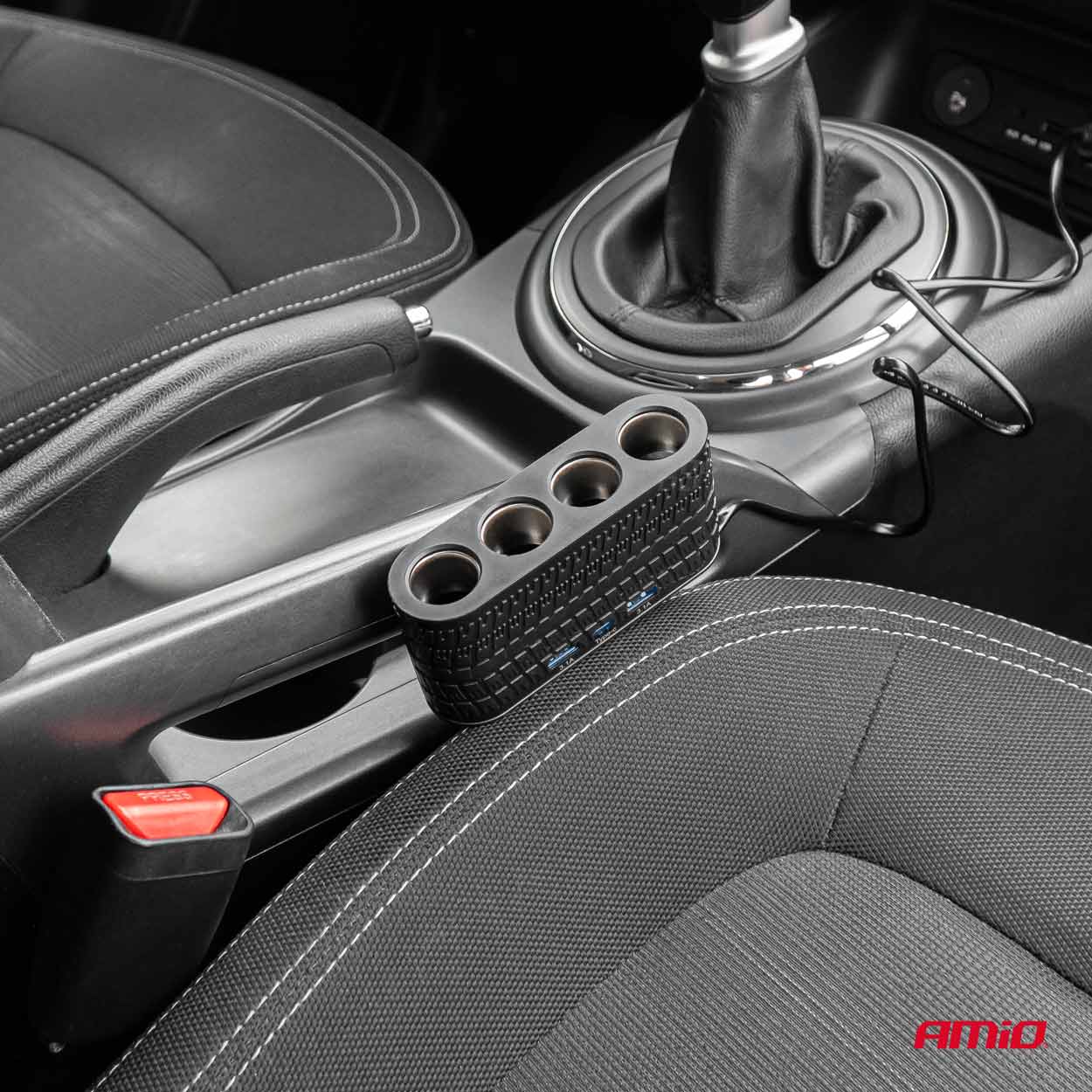 Amio - ΑΝΤΑΠΤΟΡΑΣ ΑΝΑΠΤΗΡΑ 12/24V 120W ΜΑΥΡΟΣ - 4 ΘΕΣΕΙΣ - 2xUSB-A + 1xUSB-C - ΚΑΛΩΔΙΟ 80cm - 1 Τεμ. (04367/AM) - Image 2