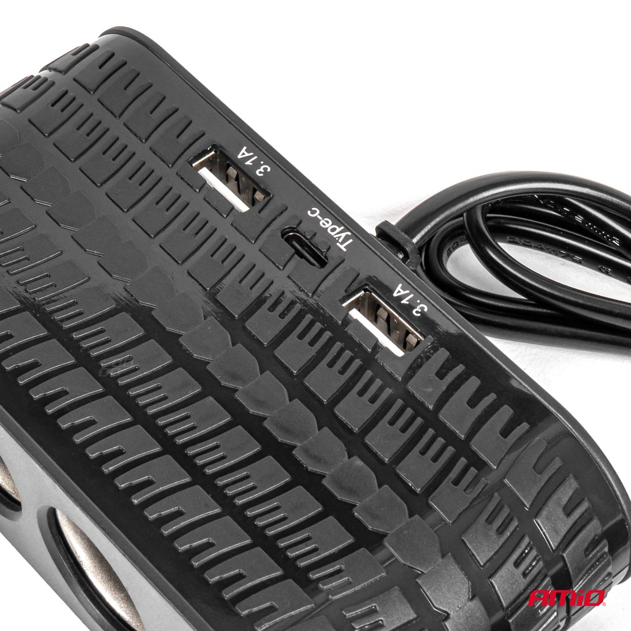 Amio - ΑΝΤΑΠΤΟΡΑΣ ΑΝΑΠΤΗΡΑ 12/24V 120W ΜΑΥΡΟΣ - 4 ΘΕΣΕΙΣ - 2xUSB-A + 1xUSB-C - ΚΑΛΩΔΙΟ 80cm - 1 Τεμ. (04367/AM) - Image 4
