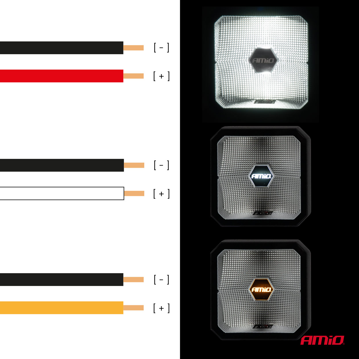 Amio - ΠΡΟΒΟΛΕΑΣ ΕΡΓΑΣΙΑΣ ΤΕΤΡΑΓΩΝΟΣ LED 30W 9>50V 3 ΧΡΗΣΕΩΝ ΛΕΥΚΟ/ΠΟΡΤΟΚΑΛΙ ΦΩΣ 110x110x52mm - 1 Τεμ. (04394/AM) - Image 3