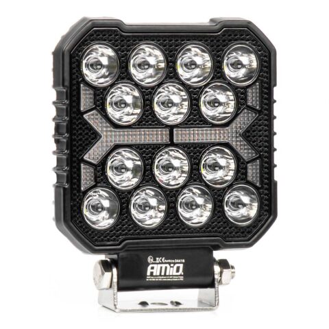 Amio - LED Λάμπα Εργασίας 42W 4200lm 6500K με Προειδοποιητικό Φως (Λευκό + Κίτρινο) – 9–36V Spot Αλουμινένια - 1 τεμ. - (04418/AM)