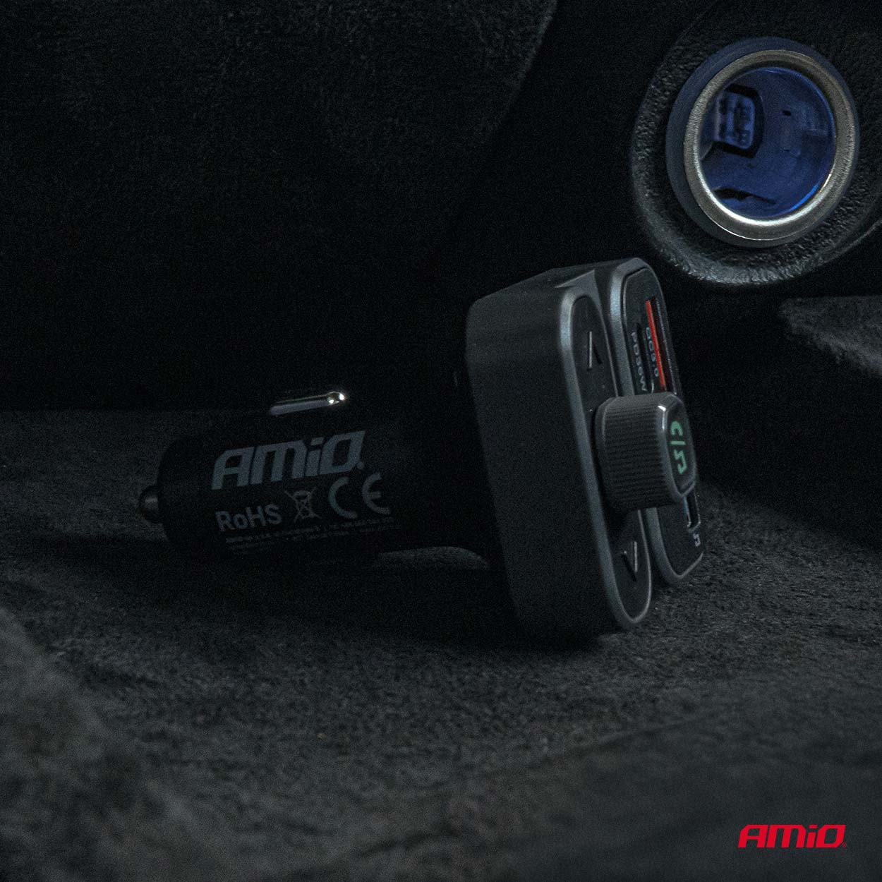 Amio - FM Transmitter Αναπτήρα τύπου FMT02 τάση λειτουργίας 12-24V με 2xUSB Type-A και 1xUSB Type-C για Επιβατικά Αυτοκίνητα και Φορτηγά - 1 τεμ. (04649/AM) - Image 4