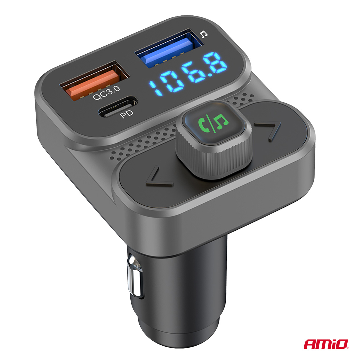 Amio - FM Transmitter Αναπτήρα τύπου FMT02 τάση λειτουργίας 12-24V με 2xUSB Type-A και 1xUSB Type-C για Επιβατικά Αυτοκίνητα και Φορτηγά - 1 τεμ. (04649/AM) - Image 5