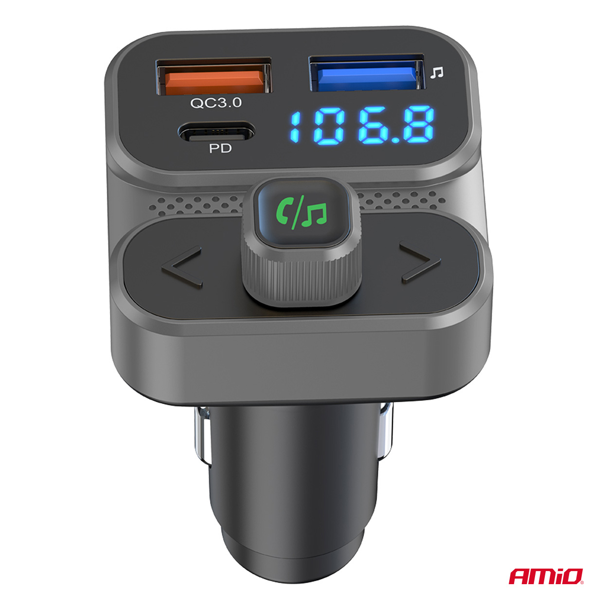 Amio - FM Transmitter Αναπτήρα τύπου FMT02 τάση λειτουργίας 12-24V με 2xUSB Type-A και 1xUSB Type-C για Επιβατικά Αυτοκίνητα και Φορτηγά - 1 τεμ. (04649/AM) - Image 6