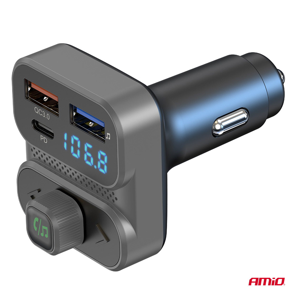 Amio - FM Transmitter Αναπτήρα τύπου FMT02 τάση λειτουργίας 12-24V με 2xUSB Type-A και 1xUSB Type-C για Επιβατικά Αυτοκίνητα και Φορτηγά - 1 τεμ. (04649/AM) - Image 7