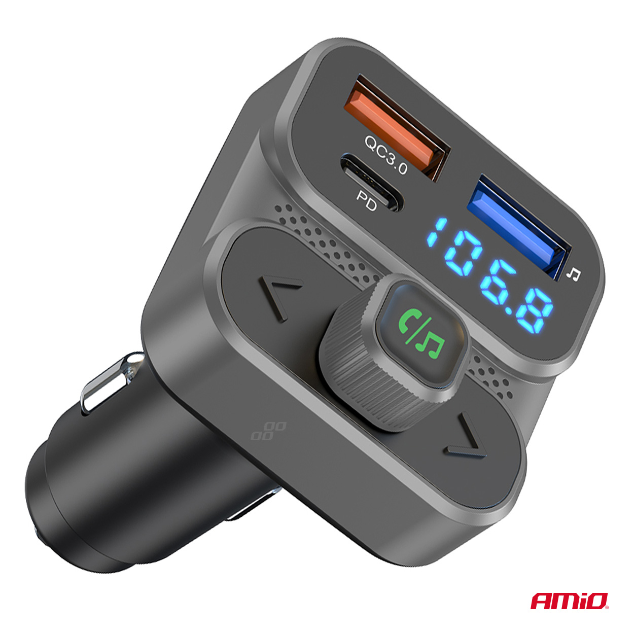 Amio - FM Transmitter Αναπτήρα τύπου FMT02 τάση λειτουργίας 12-24V με 2xUSB Type-A και 1xUSB Type-C για Επιβατικά Αυτοκίνητα και Φορτηγά - 1 τεμ. (04649/AM) - Image 8