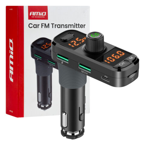 Amio - FM Transmitter Αναπτήρα τύπου FMT06 τάση λειτουργίας 12-24V με 2xUSB Type-A