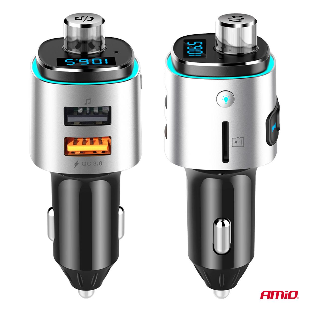 Amio - FM Transmitter Αυτοκινήτου 12/24V με 2xUSB Type-A και Υποδοχή microSD - 1 τεμ. (04654/AM) - Image 4
