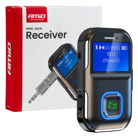 Amio - Bluetooth Δέκτης (Receiver) BTR-03 για Ασύρματη Μετάδοση Ήχου με υποδοχή Mini Jack 3.5mm και Οθόνη LCD - 1 τεμ. (04659/AM)