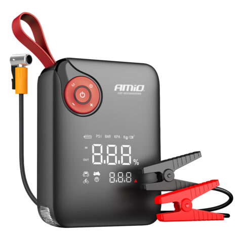 Amio - Φορητός Εκκινητής Μπαταρίας (Jump Starter) Mini με ενσωματωμένο Κομπρεσέρ Αέρα