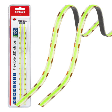 Amio – Ταινία LED COB 12V Πράσινη 2x30cm Flexible για Εντυπωσιακό Εσωτερικό Φωτισμό & Easy Install – Σετ 2 Τεμ. (04573/AM)