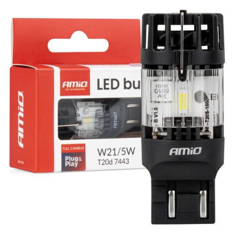 Amio – LED CSP T20D W21/5W 7443 Καρφωτό 12V 66W 4800lm 6500K Full CANBUS για Στοπ & Θέσης Ισχυρό Φως – 1 Τεμ. (04687/AM)