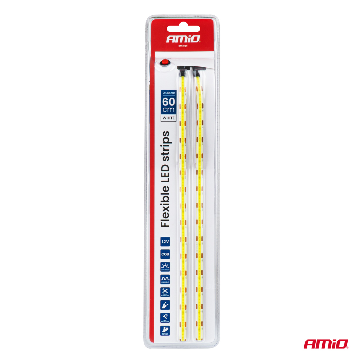 Amio – Ταινία LED COB 12V Λευκή 2x30cm Flexible για Ισχυρό Εσωτερικό Φωτισμό & Easy Install – Σετ 2 Τεμ. (04569/AM) - Image 10