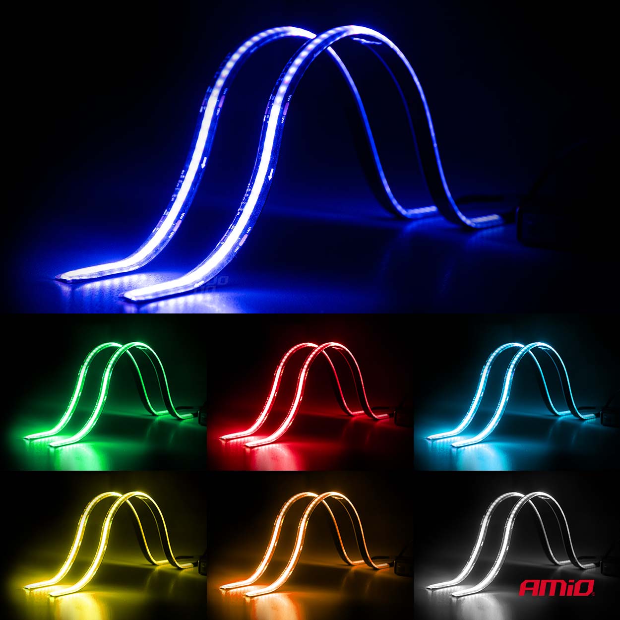 Amio – Ταινία LED RGB 12V 2x30cm Flexible με Τηλεχειριστήριο για Πολύχρωμο Εσωτερικό Φωτισμό & Easy Control – Σετ 2 Τεμ. (04579/AM) - Image 3