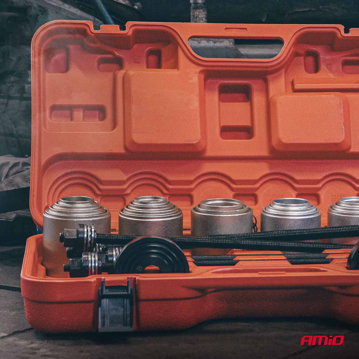 Amio – Σετ Εργαλείων Ρουλεμάν Τροχού & Silent Blocks Heavy Duty για Αφαίρεση και Εγκατάσταση με Ασφαλή Χρήση – Σετ 26 Τεμ. (04772/AM) - Image 3