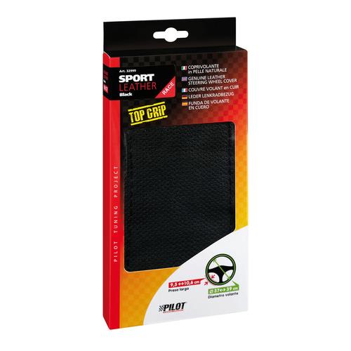 Lampa Κάλυμμα Τιμονιού Αυτοκινήτου Sport Leather Top Grip Δετό 37-39εκ. Λείο & Διάτρητο Γνήσιο Δέρμα Μαύρο με Μαύρη Ραφή 1-τεμ. (L3299.8) - Image 3