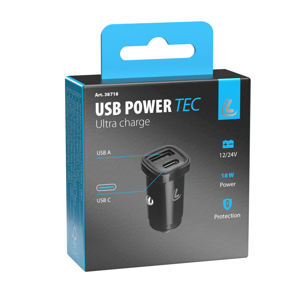 Lampa Φορτιστής Αναπτήρα με 2 Θύρες USB (Type-A + Type-C) 12/24V 18W Ultra Fast Charger - 1 τεμ. (L3871.8/T) - Image 3